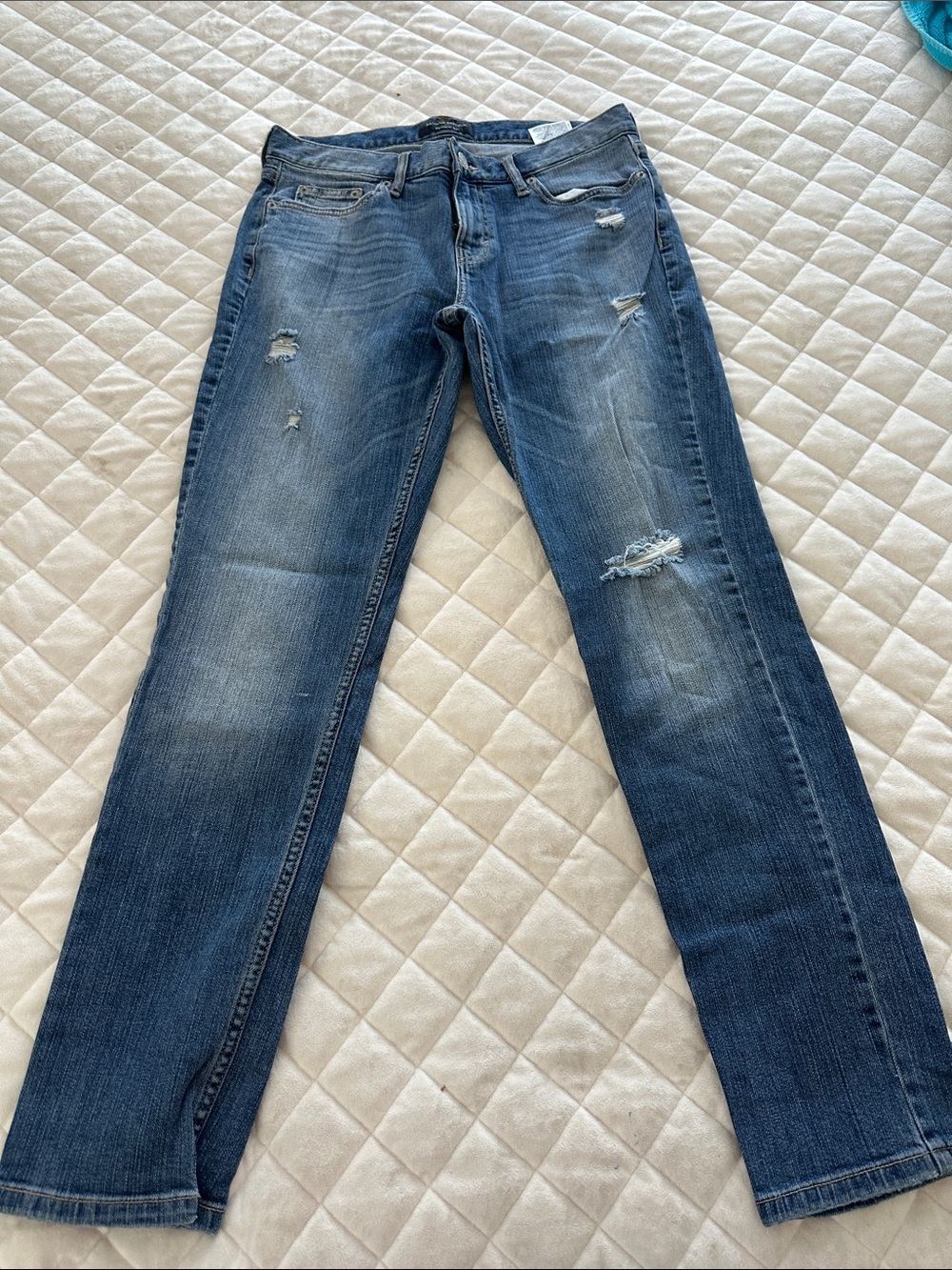 Banana Republic Blue Distressed Straight-Leg Jeans
